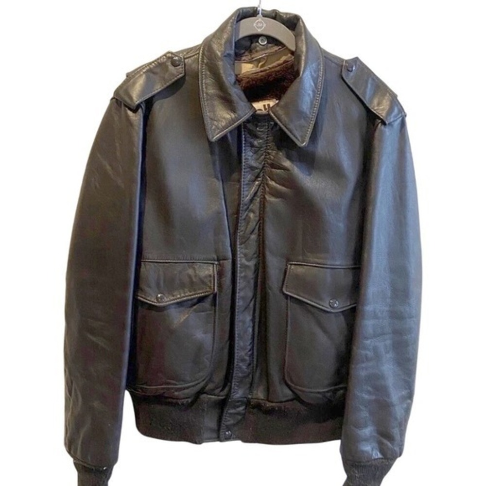 Vintage Schott NYC A-2 Leather Fight Jacket‎ 584SM Mens 44 Brown USA